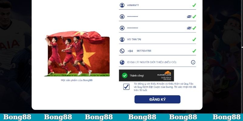 Hoàn tất thông tin chuẩn khi tạo tài khoản